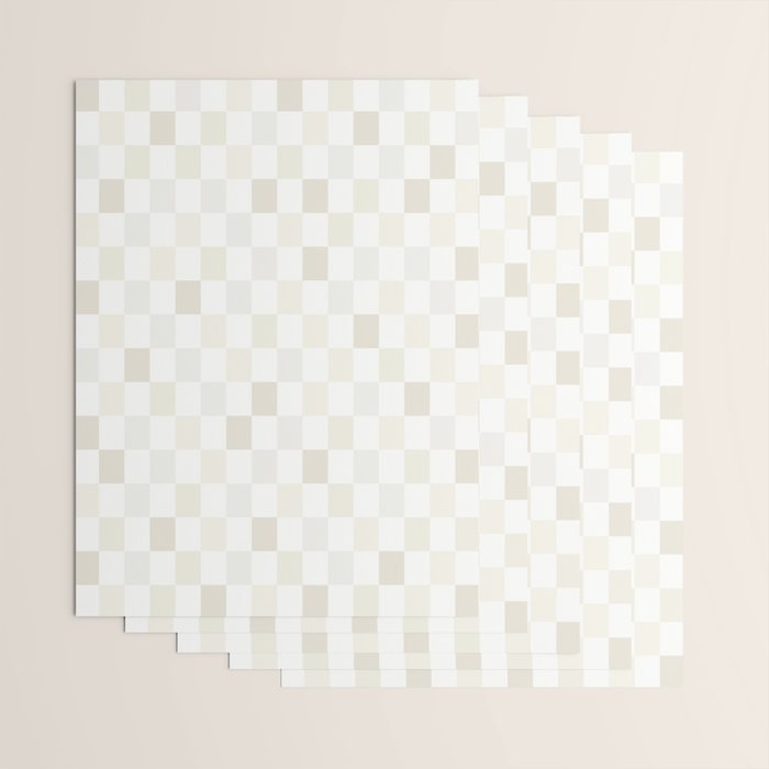 Checkerboard Check Pattern in Pale Light Neutral Beige White Tones Wrapping Paper Gallery Image 3