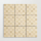 Checkerboard Check Pattern in Pale Light Neutral Beige White Tones Wood Wall Art Gallery Image 1