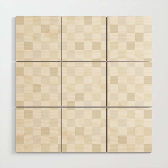 Checkerboard Check Pattern in Pale Light Neutral Beige White Tones Wood Wall Art Gallery Image 1
