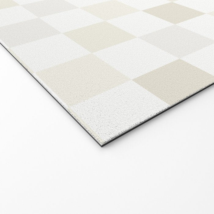 Checkerboard Check Pattern in Pale Light Neutral Beige White Tones Welcome Mat Gallery Image 2