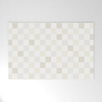 Checkerboard Check Pattern in Pale Light Neutral Beige White Tones Welcome Mat Gallery Image 1