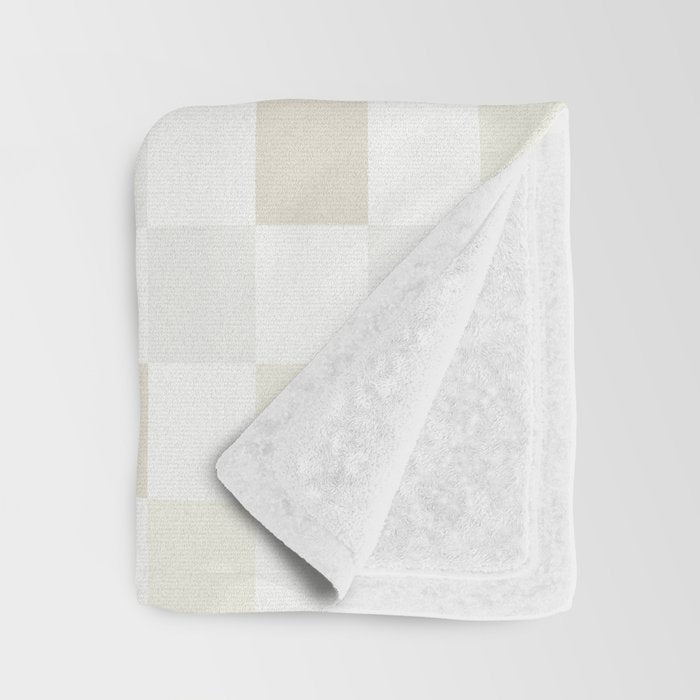 Checkerboard Check Pattern in Pale Light Neutral Beige White Tones Throw Blanket Gallery Image 3