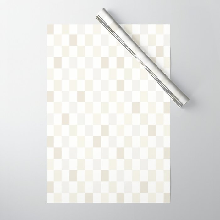 Checkerboard Check Pattern in Pale Light Neutral Beige White Tones Wrapping Paper Gallery Image 1