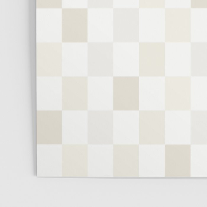 Checkerboard Check Pattern in Pale Light Neutral Beige White Tones Poster Gallery Image 3