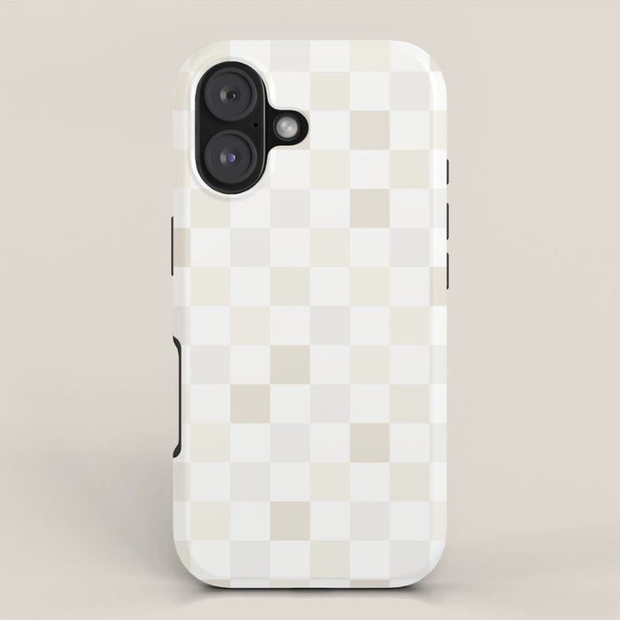 Checkerboard Check Pattern in Pale Light Neutral Beige White Tones iPhone Case Gallery Image 1