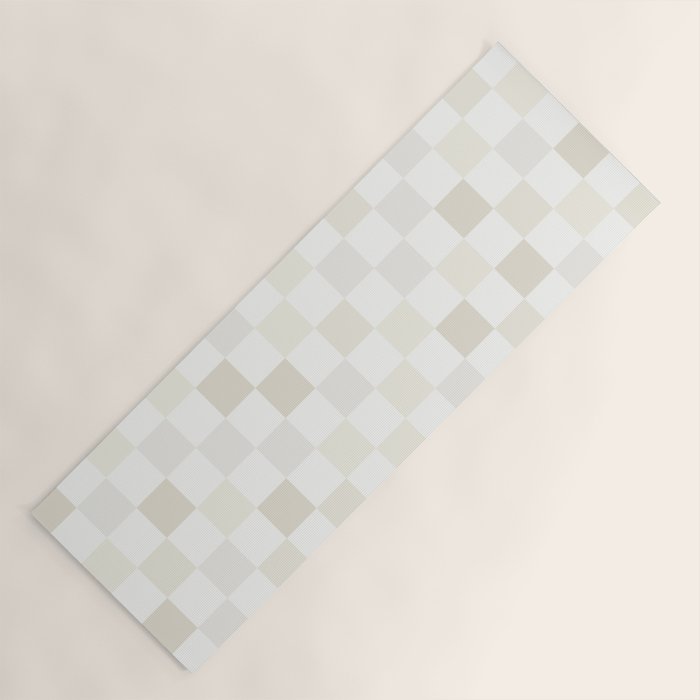 Checkerboard Check Pattern in Pale Light Neutral Beige White Tones Yoga Mat Gallery Image 1