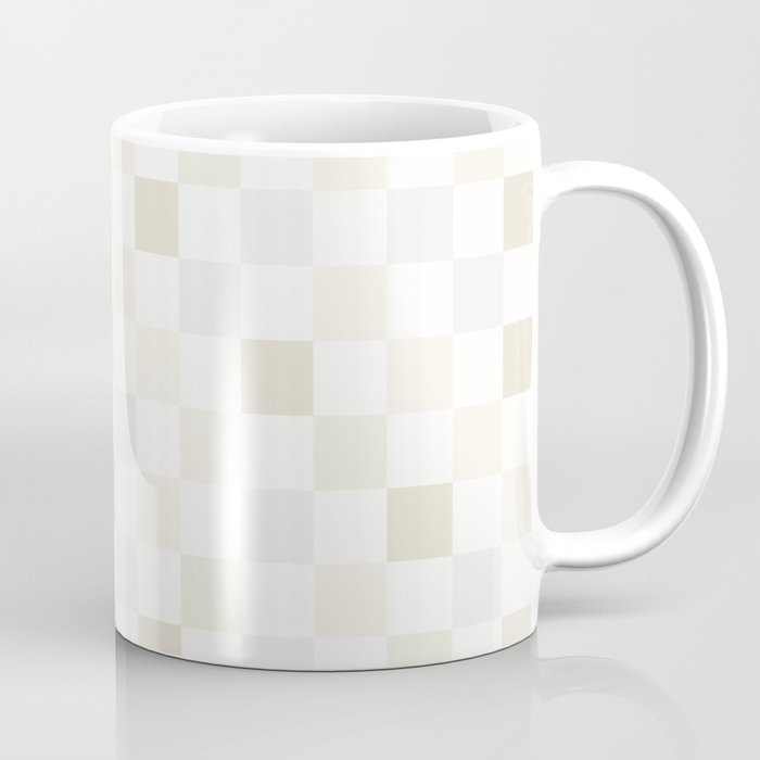 Checkerboard Check Pattern in Pale Light Neutral Beige White Tones Coffee Mug Gallery Image 1