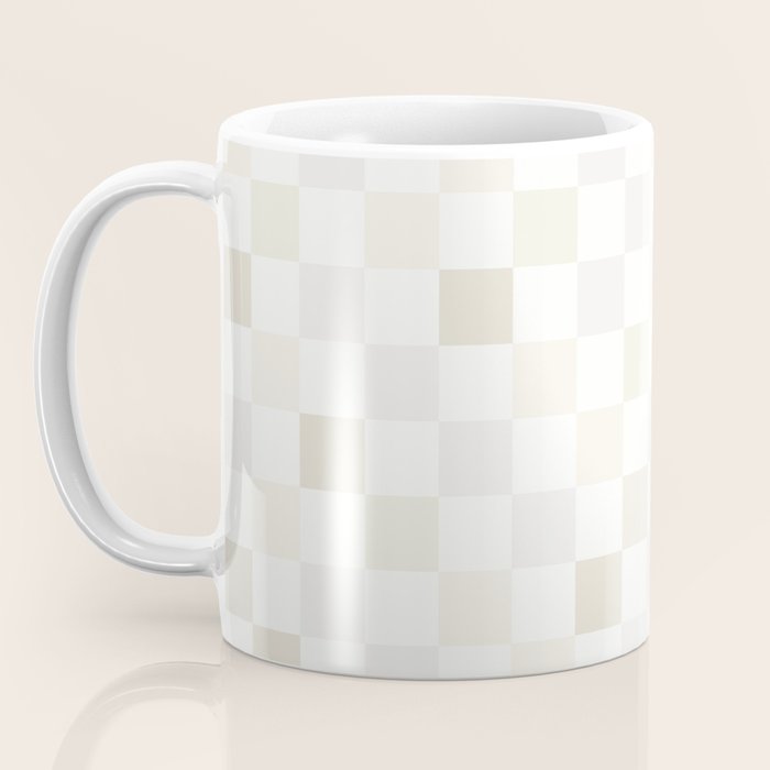 Checkerboard Check Pattern in Pale Light Neutral Beige White Tones Coffee Mug Gallery Image 3