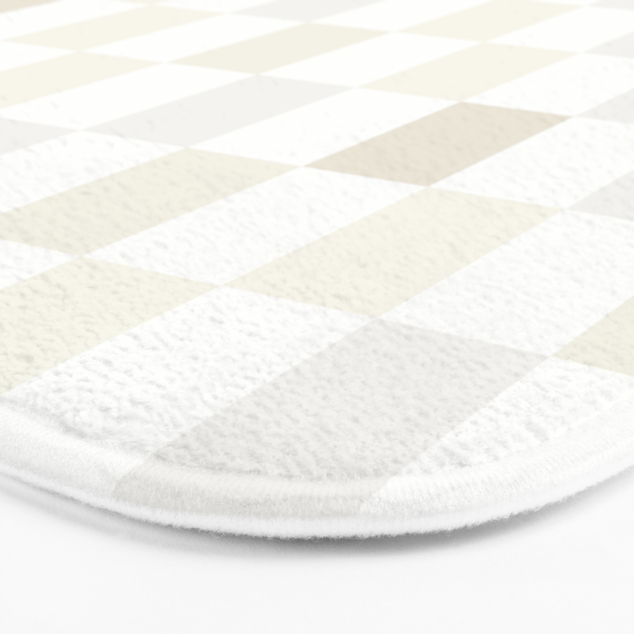 Checkerboard Check Pattern in Pale Light Neutral Beige White Tones Bath Mat Gallery Image 3