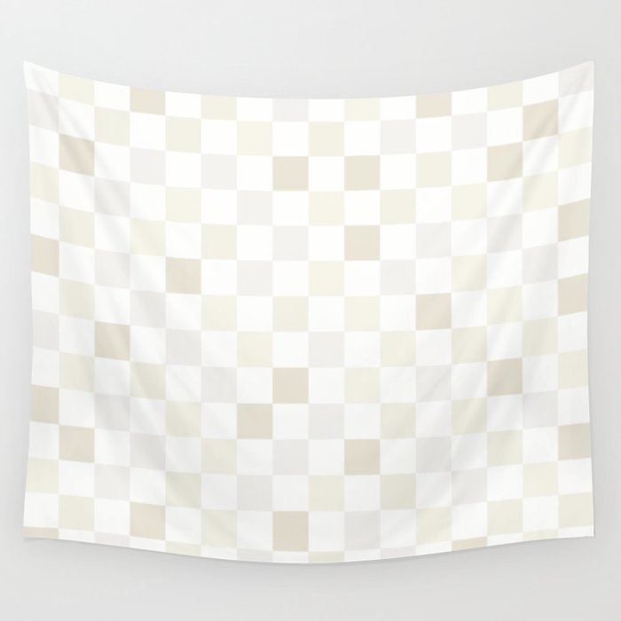 Checkerboard Check Pattern in Pale Light Neutral Beige White Tones Wall Tapestry Gallery Image 4