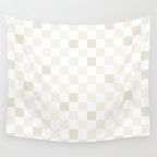 Checkerboard Check Pattern in Pale Light Neutral Beige White Tones Wall Tapestry Gallery Image 4
