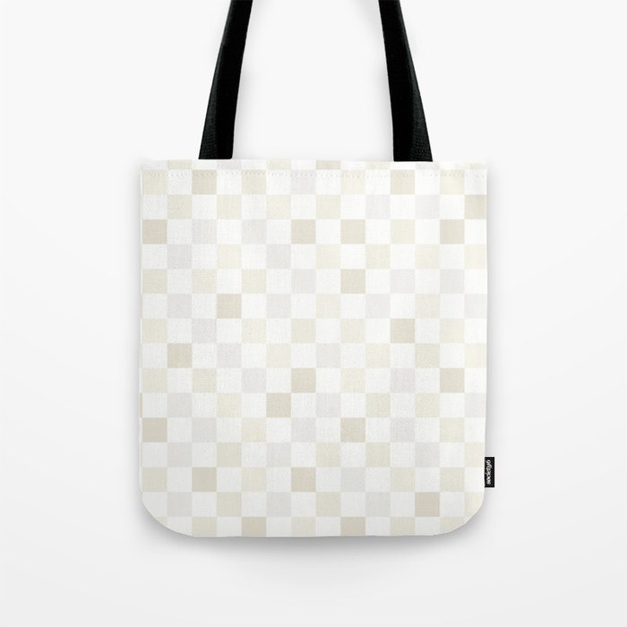 Checkerboard Check Pattern in Pale Light Neutral Beige White Tones Tote Bag Gallery Image 1
