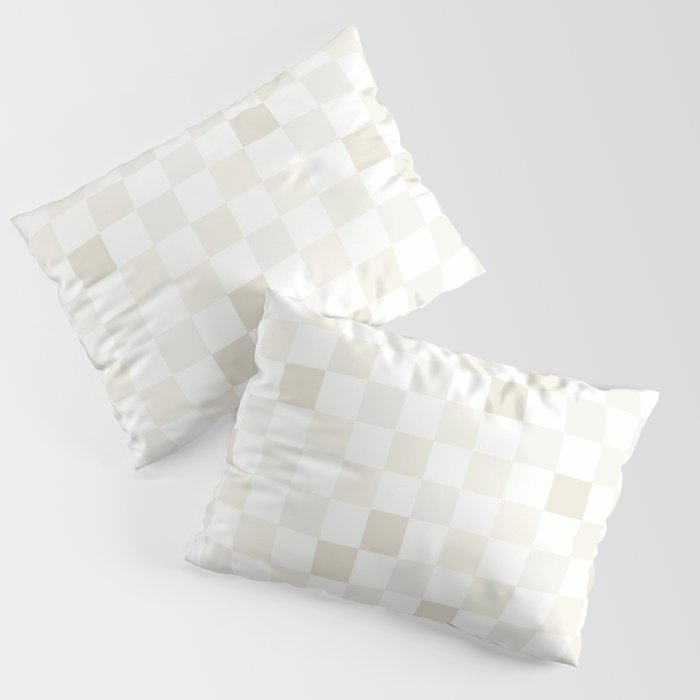 Checkerboard Check Pattern in Pale Light Neutral Beige White Tones Pillow Sham Gallery Image 1