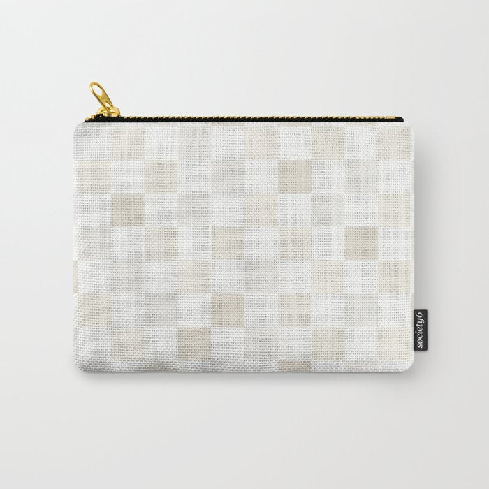 Checkerboard Check Pattern in Pale Light Neutral Beige White Tones Carry All Pouch Gallery Image 1