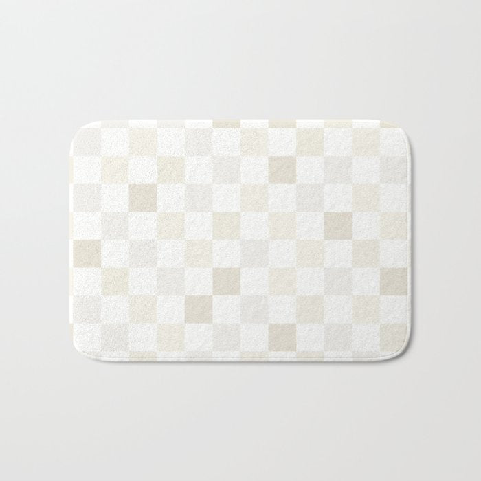 Checkerboard Check Pattern in Pale Light Neutral Beige White Tones Bath Mat Gallery Image 1