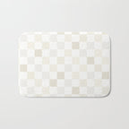 Checkerboard Check Pattern in Pale Light Neutral Beige White Tones Bath Mat Gallery Image 1