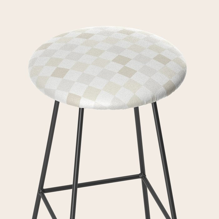Checkerboard Check Pattern in Pale Light Neutral Beige White Tones Stool Gallery Image 2