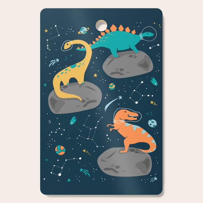 Dinosaurs Floating on an Asteroid Cutting Board Gallery Image 1