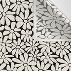 Black and White Retro Floral 2 Wall Tapestry Gallery Image 3