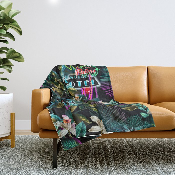Neon Leaf Pattern Throw Blanket Gallery Image 1