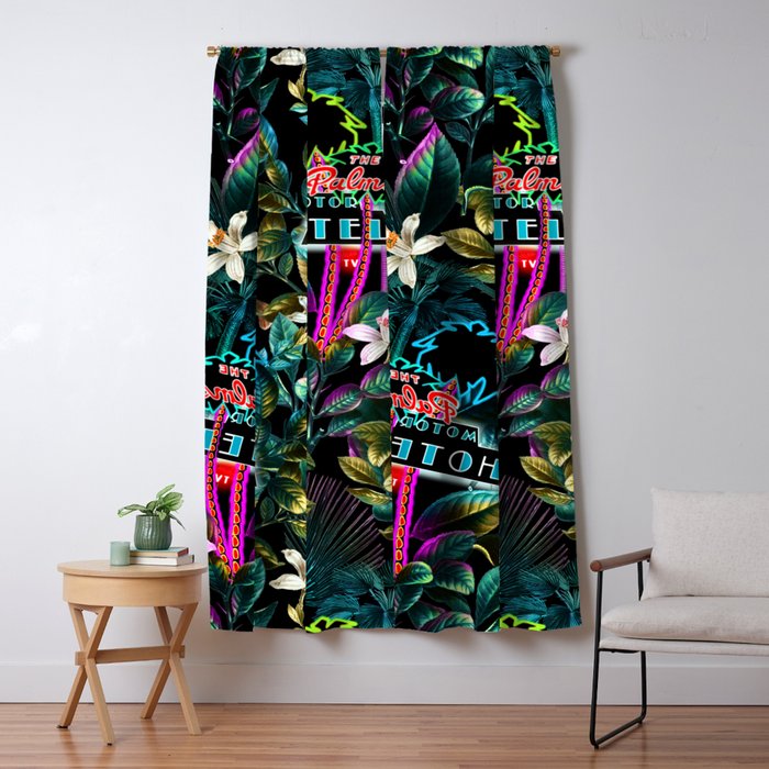 Neon Leaf Pattern Window Curtain Gallery Image 1