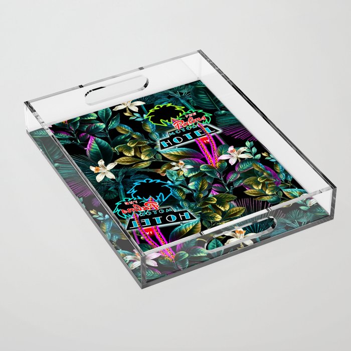 Neon Leaf Pattern Acrylic Tray Gallery Image 1