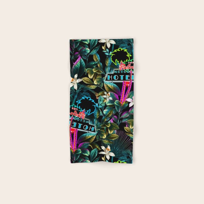 Neon Leaf Pattern Bath Towel Gallery Image 1