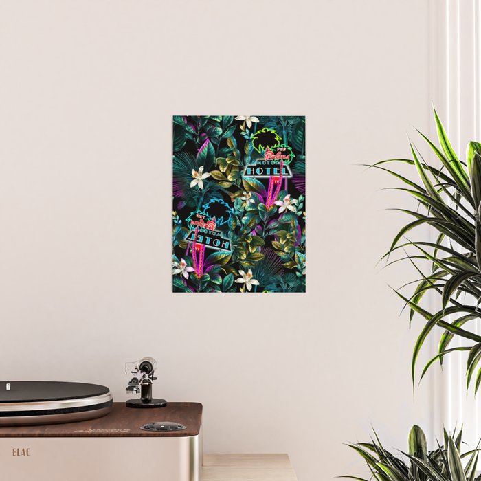 Neon Leaf Pattern Poster Gallery Image 2