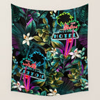 Neon Leaf Pattern Wall Tapestry Gallery Image 4