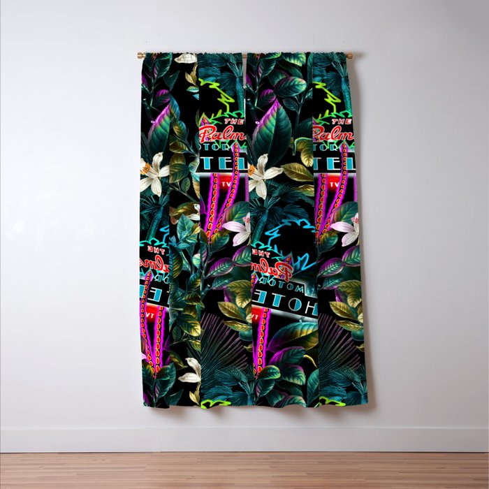 Neon Leaf Pattern Window Curtain Gallery Image 3