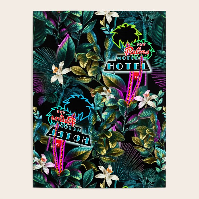 Neon Leaf Pattern Poster Gallery Image 1