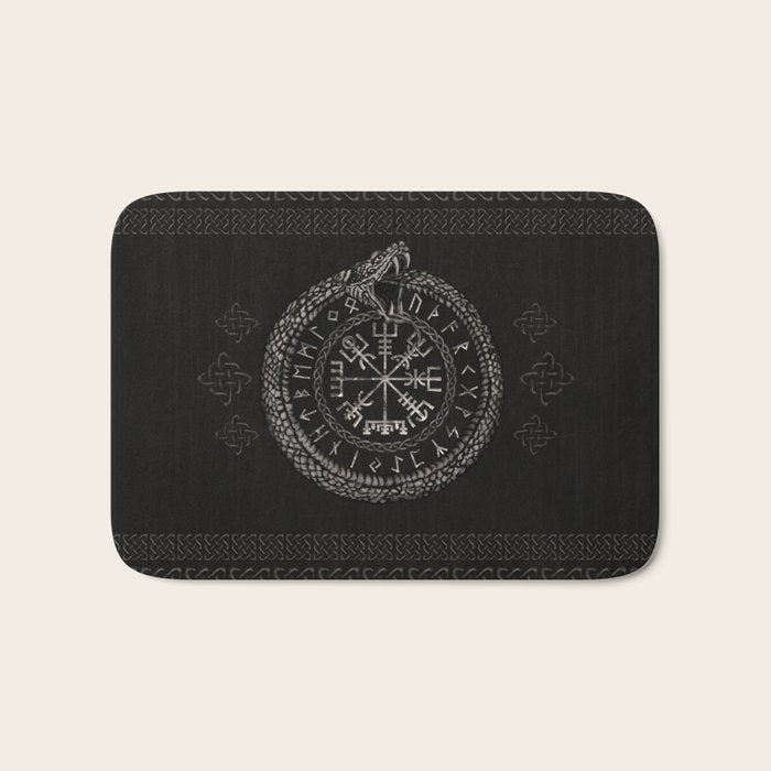 Vegvisir with Ouroboros and runes Bath Mat Gallery Image 1