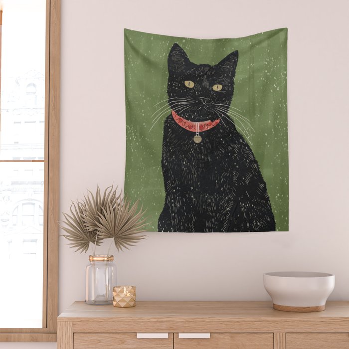 Black Cat 5 Wall Tapestry Gallery Image 2
