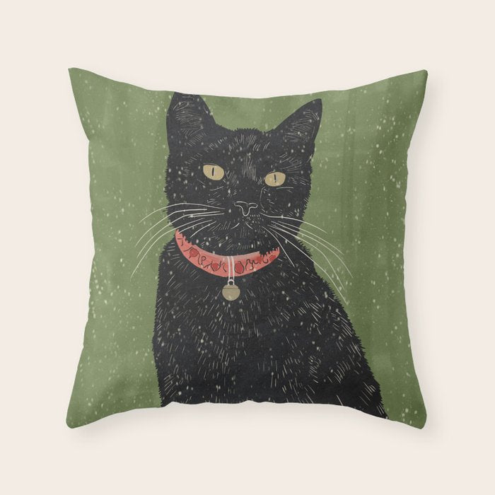 Black Cat 5 Throw Pillow Gallery Image 1