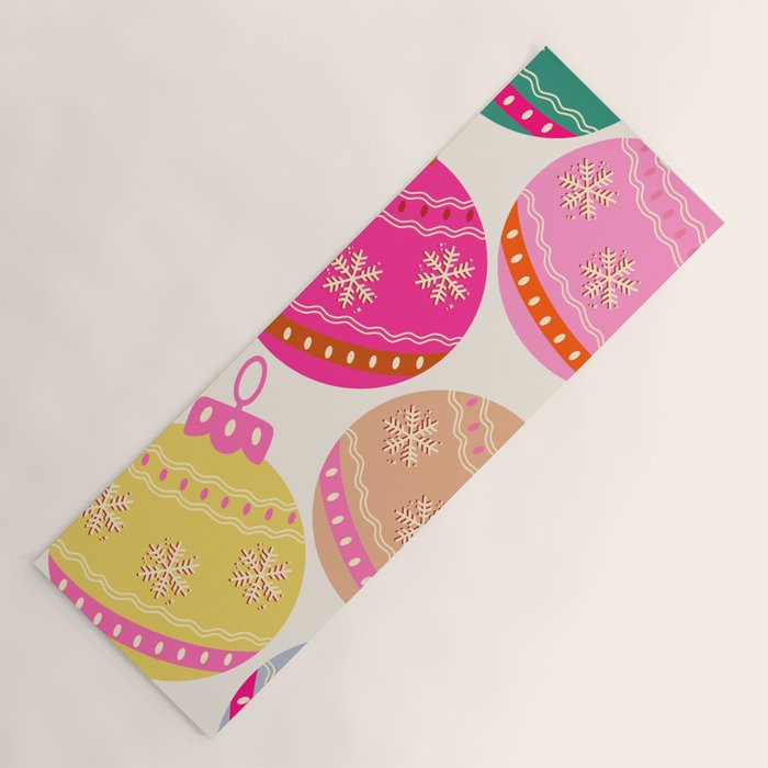 Playful Christmas Baubles Yoga Mat Gallery Image 1