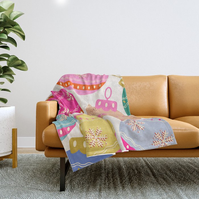 Playful Christmas Baubles Throw Blanket Gallery Image 1