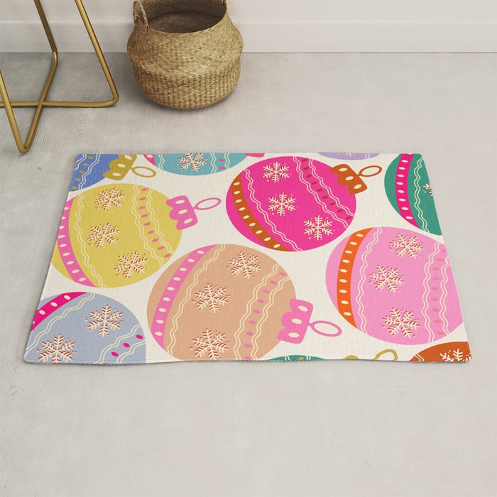 Playful Christmas Baubles Rug Gallery Image 1