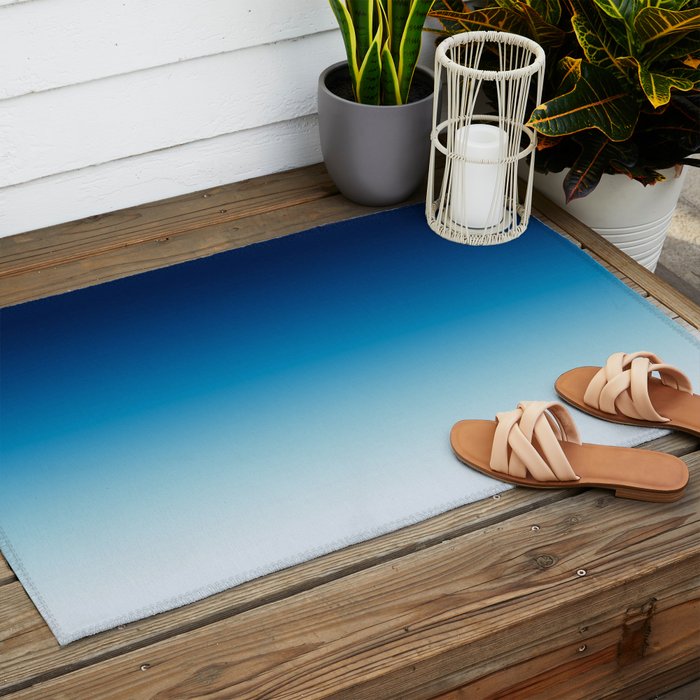 Sky and Ocean Blue Ombre Outdoor Rug Gallery Image 2