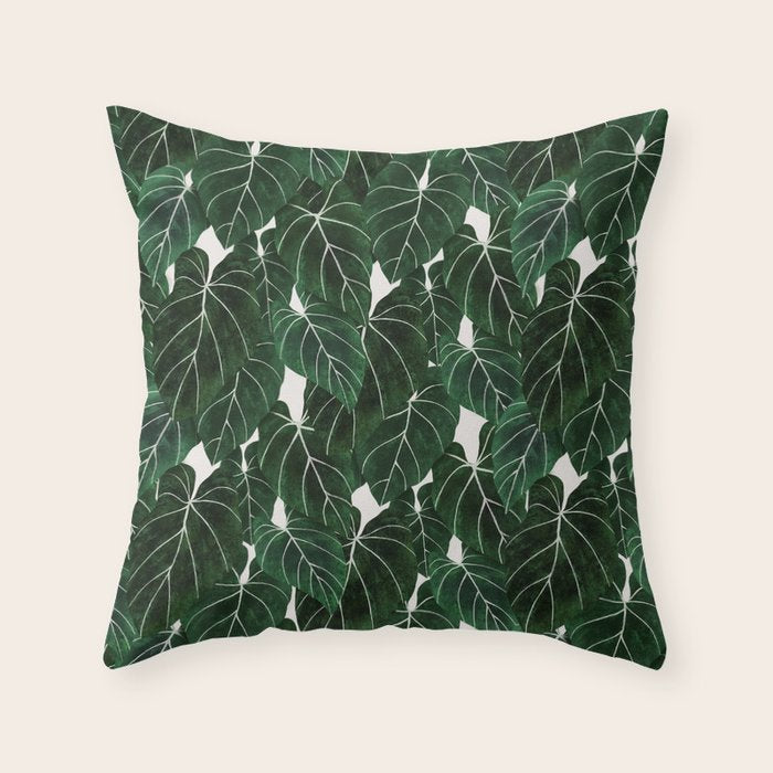 philodendron pot plant Throw Pillow Gallery Image 1