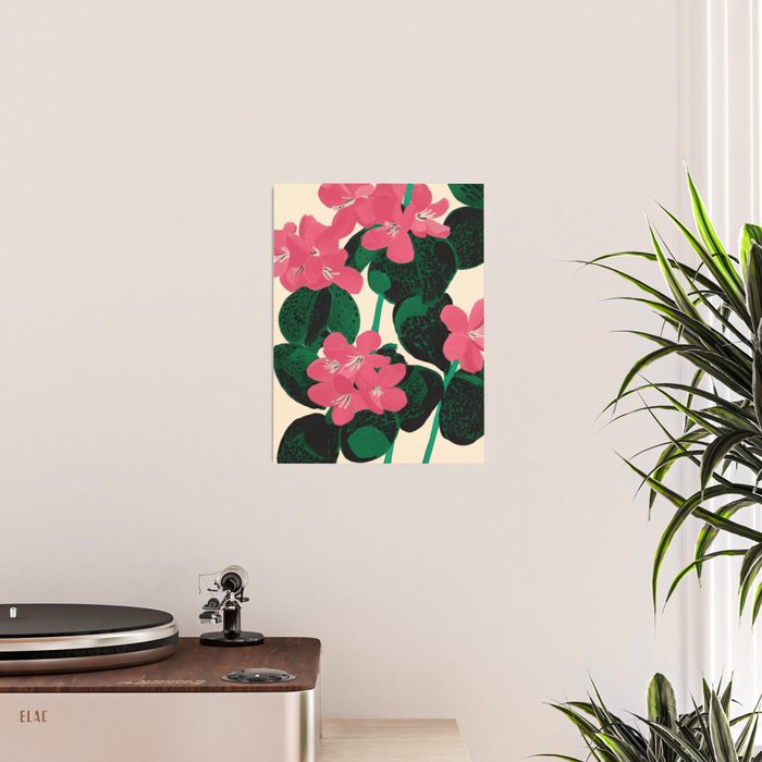 Azalea Blossoms with Jade Leaves Poster Gallery Image 2
