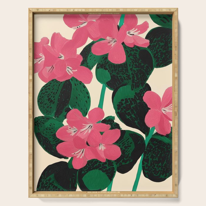 Azalea Blossoms with Jade Leaves Serving Tray Gallery Image 1