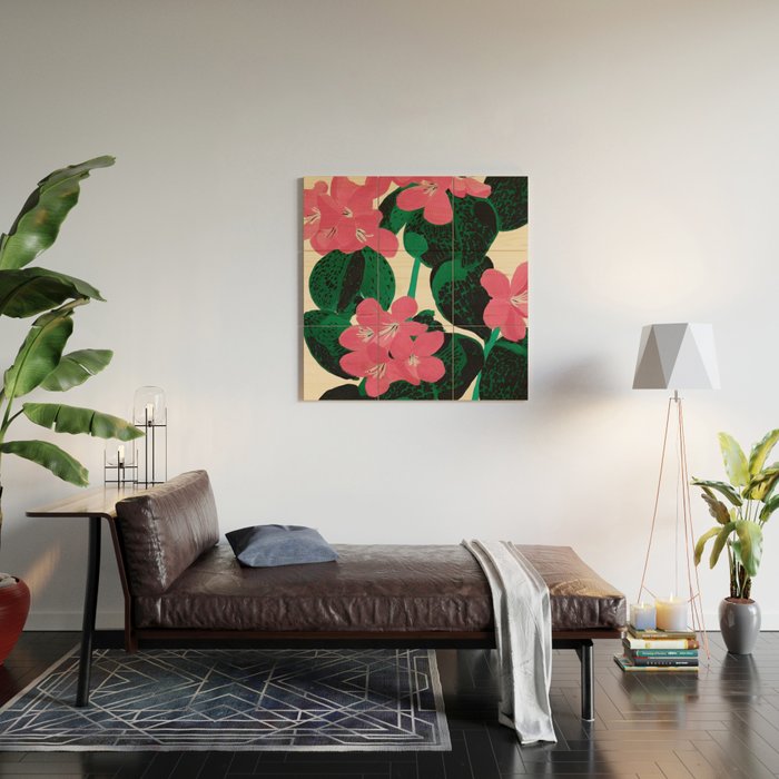 Azalea Blossoms with Jade Leaves Wood Wall Art Gallery Image 2