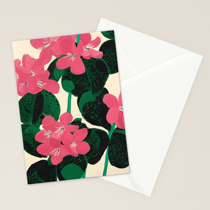 Azalea Blossoms with Jade Leaves Stationery Card Gallery Image 2