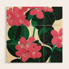 Azalea Blossoms with Jade Leaves Wood Wall Art Gallery Image 1