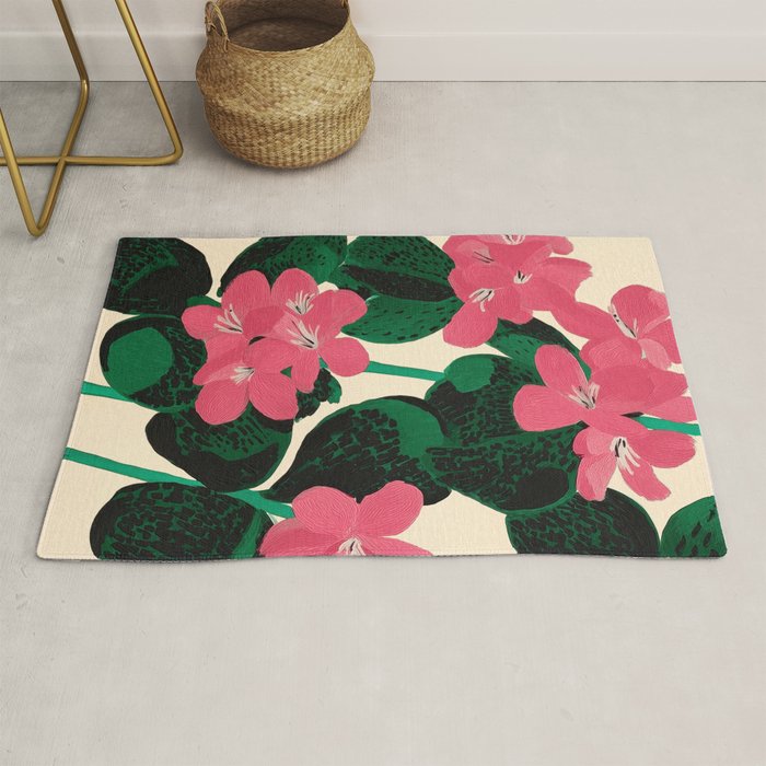 Azalea Blossoms with Jade Leaves Rug Gallery Image 1