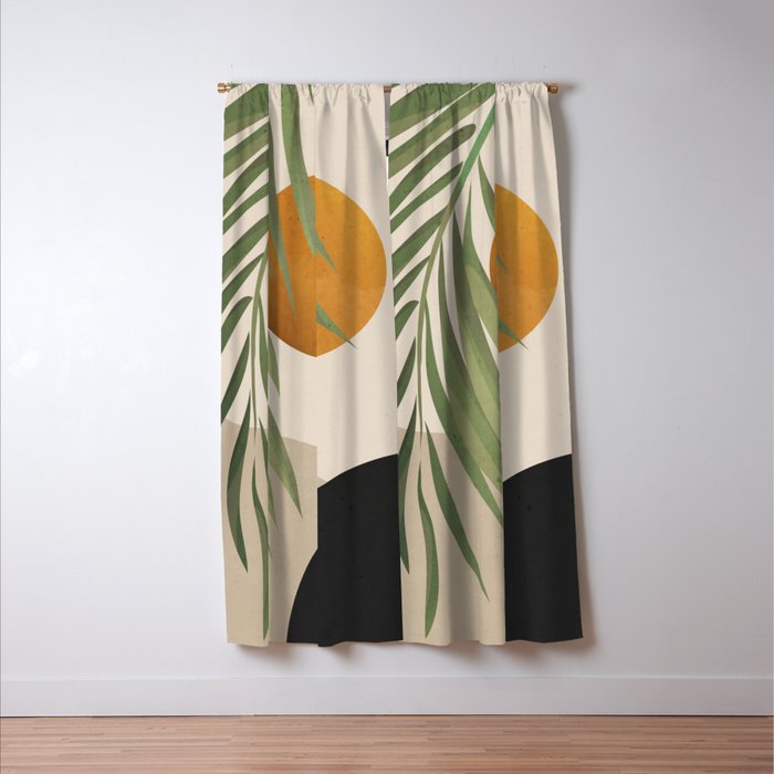 Abstract Art Tropical Leaves 47 Window Curtain Gallery Image 3