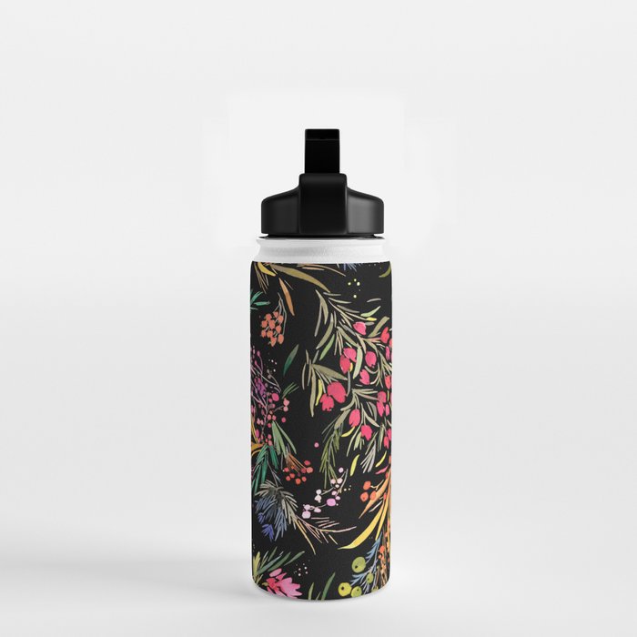 Holiday 2025 Festive Floral Foliage Colorful Dark Water Bottle Gallery Image 2