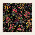 Holiday 2025 Festive Floral Foliage Colorful Dark Wood Wall Art Gallery Image 1