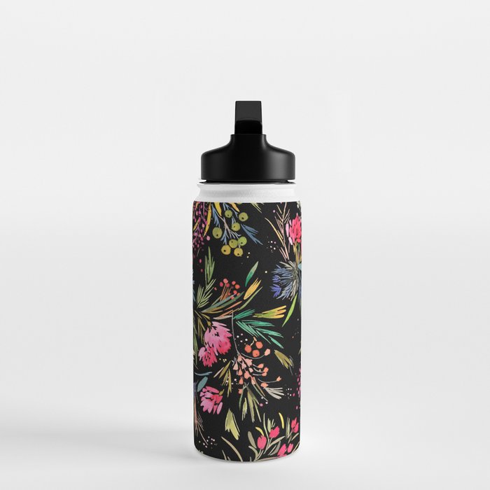 Holiday 2025 Festive Floral Foliage Colorful Dark Water Bottle Gallery Image 3