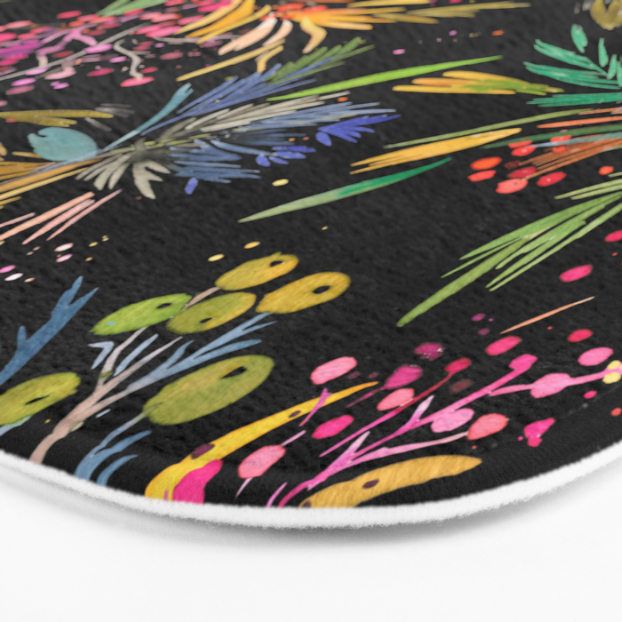Holiday 2025 Festive Floral Foliage Colorful Dark Bath Mat Gallery Image 3